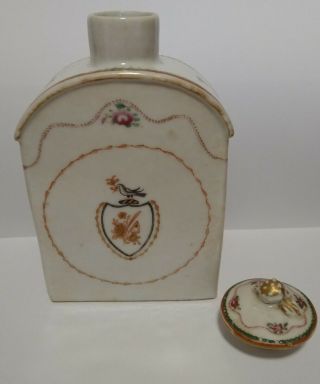 Antique Chinese Export Porcelain Tea Caddy W/original Lid 1775 - 90 18th Century