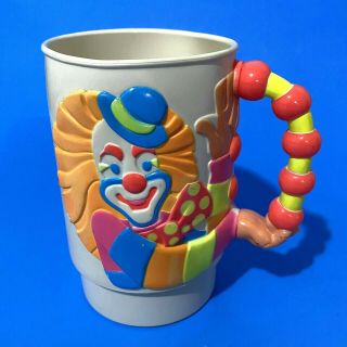 Vintage 90s Ringling Bros Barnum Bailey Circus Clown Cup Mug Embossed Plastic