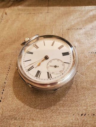 Vintage Swiss Silver 18s Pocket Watch Runs