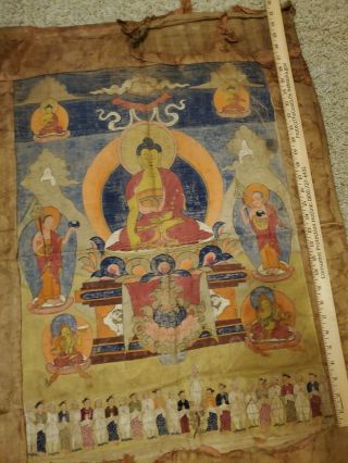 Large Size Antique? Chinese? Nepal? Buddhas Tibetan Thangka Hand Painting. 4