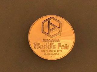 1974 Worlds Fair Expo 74 Spokane Washington Usa Bronze Proof Medal