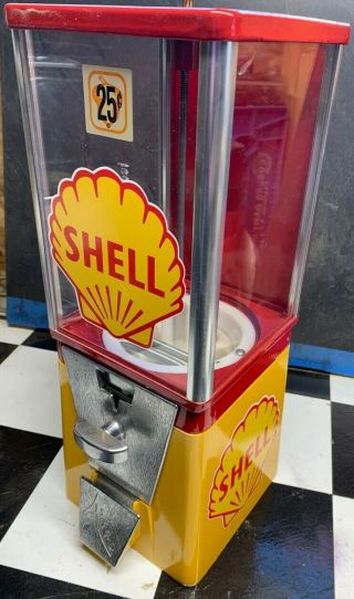 Vintage Older Shell Gas/oil Gumball Machine Cool Vending