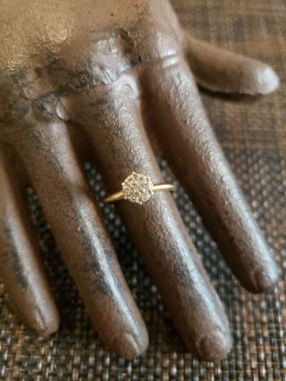 Vintage 14k Gold Natural Diamonds Cocktail Ring Sz 6.  5