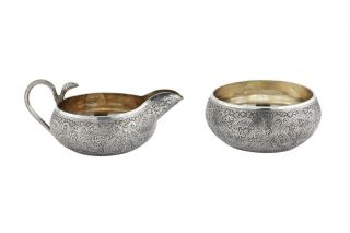 Early 20th Century Anglo – Indian Silver Milk Jug And Sugar Bowl,  Kashmir 1900