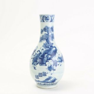 Antique Chinese Blue And White Vase,  Kangxi Mark,  Qing Dynasty,  17th Century