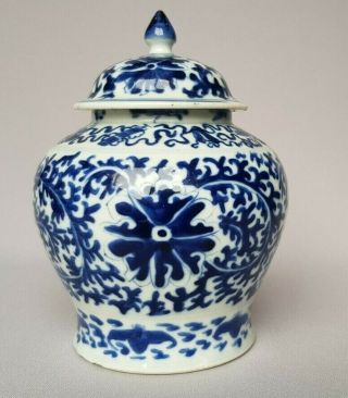 Chinese Blue & White Lidded Lotus Jar/ Precious Objects /kangxi Mark