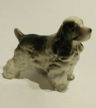 Vintage Brinnco Black And White Springer Cocker Spaniel Dog Porcelain Figurine