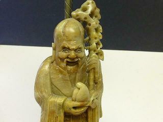 Antique Chinese Soapstone Carved Immortal Wise Man Lamp Figure Vintage 2
