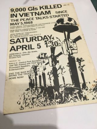 Flyer: " 9,  000 Gis Killed In Vietnam " March & Rally Central Park: April 5th (1969)