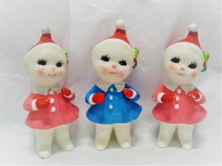3 Vintage Ceramic Elf Pixie Snow Baby Figurines - Japan Labels