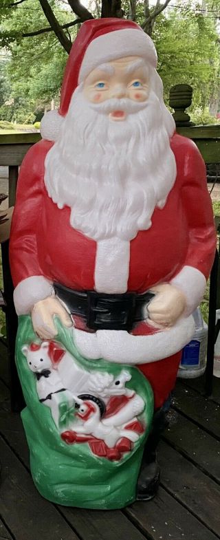 Vintage Empire Blow Mold Lighted Christmas Santa Claus With Toy Sack 46 "