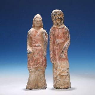 Chinese Northern Wei Dynasty Pottery Figurines 北魏陶俑一对