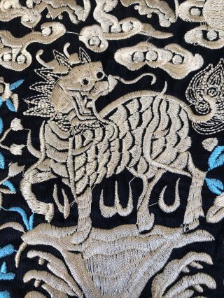 ANTIQUE CHINESE CHINA BUZI QING SILK EMBROIDERY BADGE RANK OFFICER 19TH C 2