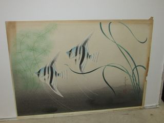 Old or Antique Japanese Woodblock Print with Tropical Fish 2