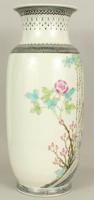 A large Chinese famille rose bird vase 20thc Republic 4