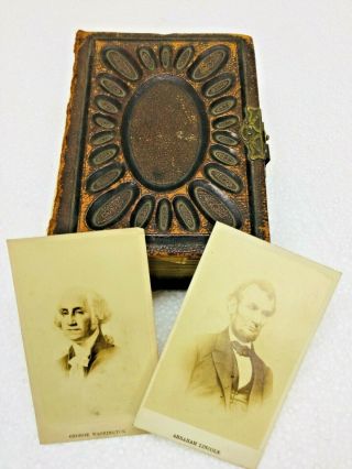 Vintage Antique Victorian Photo Album Cdv Cabinet Cards George Washington Abe L