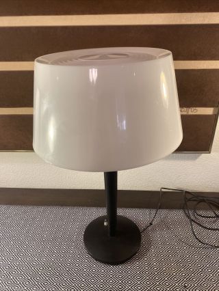 Vtg Mid Century Mod 60s Lightolier Gerald Thurston Black&white Lucite Table Lamp