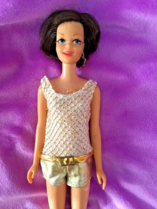 Vtg Mod Era Barbie Casey Doll No 1180 Tnt Brunette Org.  Swimsuit,  Earring Exc