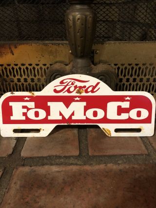 Vintage Ford Motor Company Metal License Plate Topper Gasoline