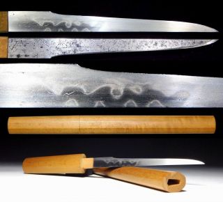 Signed Polished Kogatana Blade In Shirasaya Japanese Edo Antique Sword