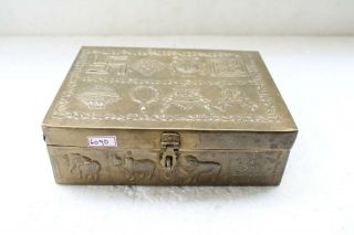 Antique Old Brass Jain Auspicious Swapna Engraved Religious Holy Jain Box Nh6090