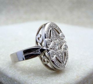 Fine Art Deco Vintage & Antique Wedding Ring 1.  50 Ct Diamond 14k White Gold Over