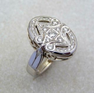 Fine Art Deco Vintage & Antique Wedding Ring 1.  50 Ct Diamond 14k White Gold Over 2
