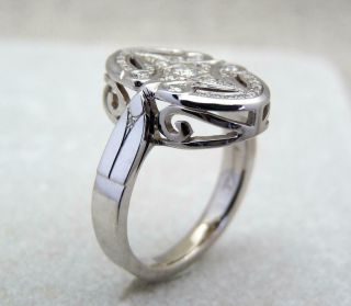 Fine Art Deco Vintage & Antique Wedding Ring 1.  50 Ct Diamond 14k White Gold Over 3