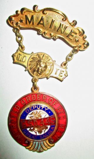 Improved Order Of Red Men - Deputy Great Sachem Medal - Maine