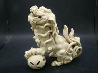 Chinese 19th Century Shiwan White Glazed Foo Dog X9001