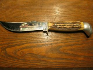 Vintage Case Fixed Blade Hunting Knife Stag Handle With Xx Sheath
