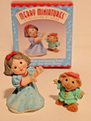 Snow White And Dancing Dwarf Hallmark Merry Miniatures 2 Pc 1997 Qfm8535 Mib