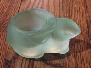 Vintage Frosted Green Glass Bunny Rabbit Tea Light Votive Candle Holder