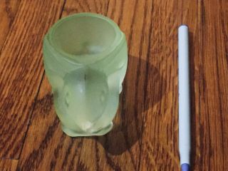 Vintage frosted green glass bunny rabbit tea light votive candle holder 2