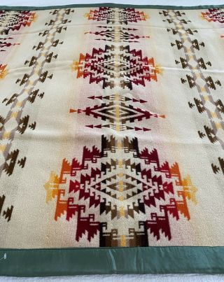 Vintage Pendleton Wool Chief Joseph 52.  5” X 69”blanket Reversible Dark & Light