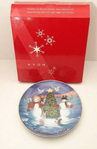 Avon Christmas Plate Trimming Tree 22k Gold Trim 2004 Henderson Porcelain 8 "