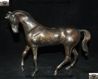 Old Chinese Bronze Gilt Feng Shui Lucky Zodiac Animal Success Horse Steed Statue