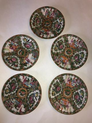 Set Of Antique Chinese Canton Famille Rose Dessert Plates 2