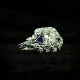 2.  20 Ct Diamond Vintage Art Deco Engagement & Wedding Ring 14k White Gold Over