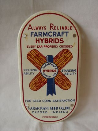 Vintage Farmcraft Hybrids Seed Corn Oxford Indiana Painted Advertising Sign