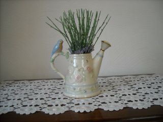 Lenox Petals & Pearls Bluebird Bud Vase Watering Can