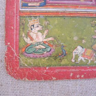 Antique Indian Miniature Painting Krishna Gods Temple 18th 19th C Mughal Hindu 3