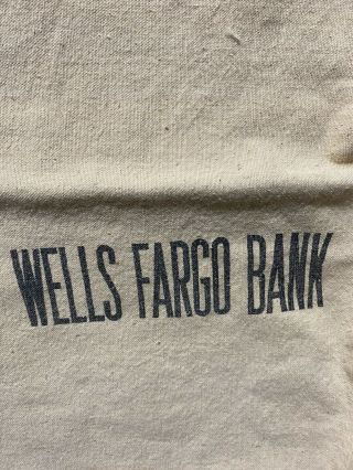 Vintage Wells Fargo Bank Canvas Money Bag - 30 " Long X 13 " Wide