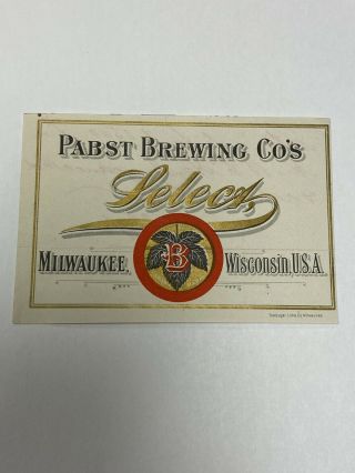 Vintage Beer Bottle Label Pre - Prohibition “pabst Brewing Cos”