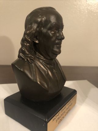 Benjamin Franklin 6” Tall Bust Statue/ Bronze Color/ Souvenir Nib