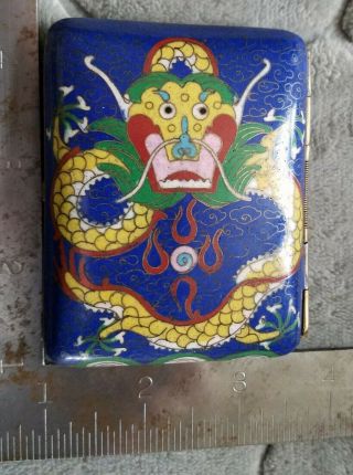 Qianlong Chinese Cloisonné Cigarette Case Qing Imperial Dragon W/pearl