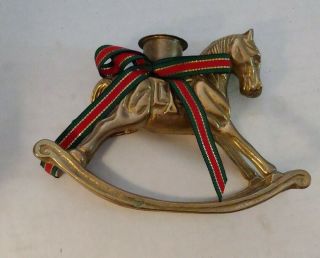 Vintage Brass Rocking Horse Candle Stick Holder
