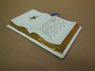 The Order Of Eastern Star - Masonic Porcelain Deco Bible W/ Prayer In 24kt Gold