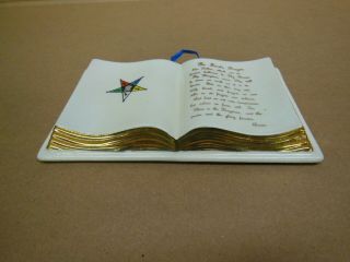 The Order of Eastern Star - Masonic PORCELAIN DECO BIBLE w/ Prayer in 24KT Gold 2
