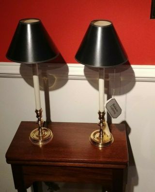 Vintage Baldwin Colonial Williamsburg Brass Candlestick Lamp Pair